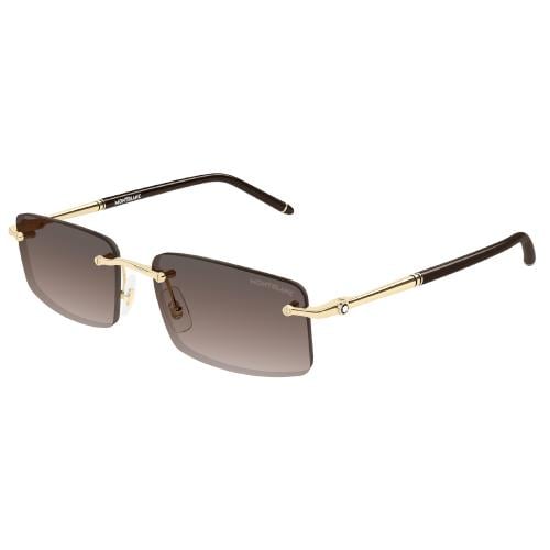 Montblanc Gold Rimless Sunglasses with Brown Gradient Lenses