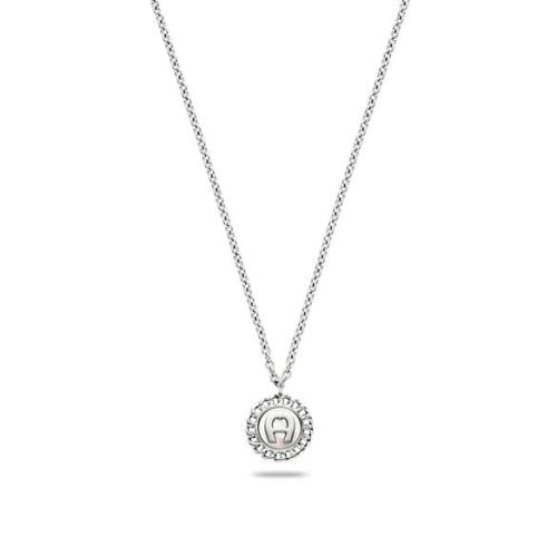Aigner necklace with an ornate frame featuring the A logo in the center