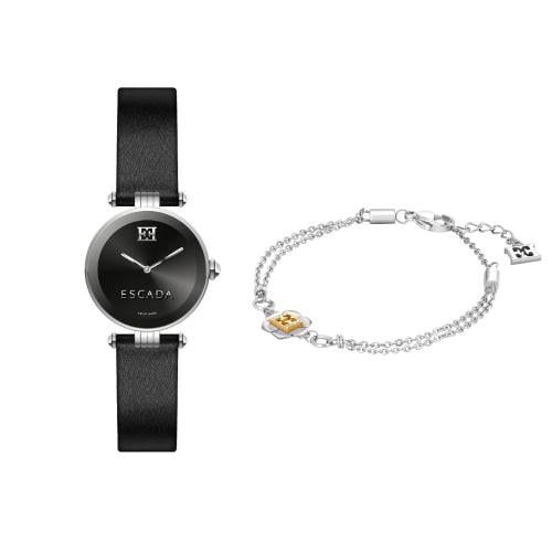 Escada Black Watch and Silver Bracelet Set - Ava