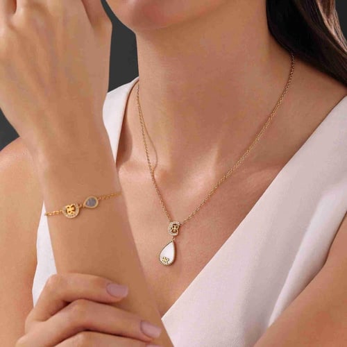 سلسال شيروتي 1881 مع قلادة متدلية بيضاء لامعة من ع...