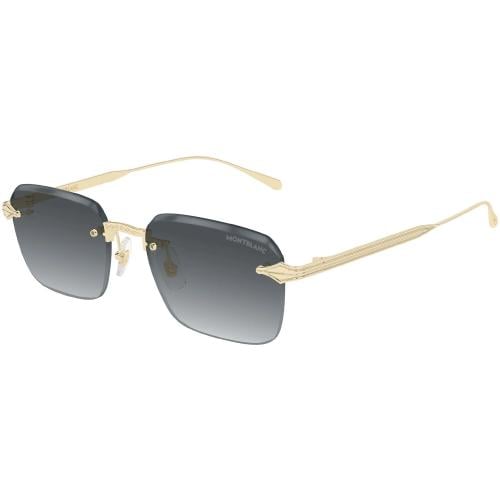 Montblanc Gold Rimless Sunglasses with Grey Lenses
