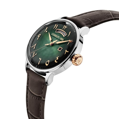 ساعة شيروتي 1881 بمينا اخضر متدرج و جلد طبيعي بني...