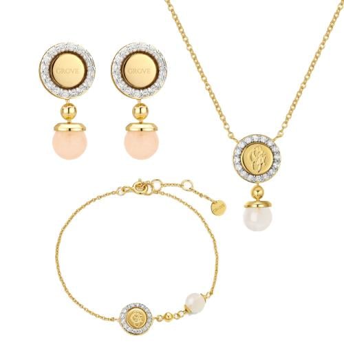 طقم قروف نسائي بحجر وردي