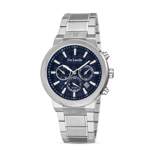 Guy Laroche Gaspard Multifunction Dual-Time Blue Dial Watch
