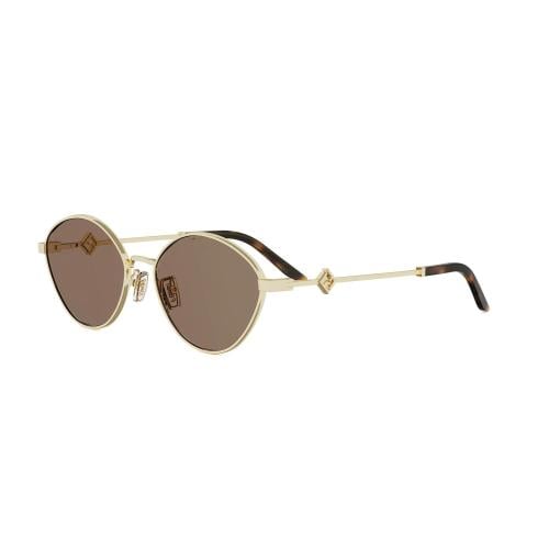 Fendi Diamonds Round Brown & Gold Sunglasses