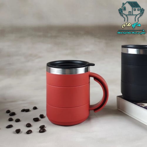 كوب كوفي حافظ للحرارة استيل، احمر، 280 مل