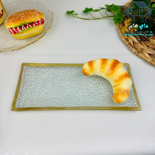 صحن زجاجي مموج بحواف ذهبية، عصري وأنيق