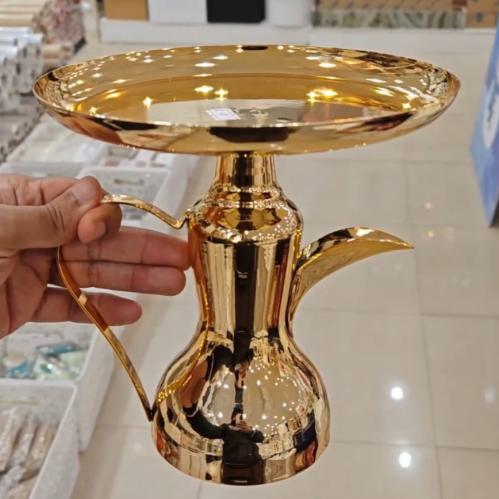 صينية الجود بالدلة الذهبية، استيل، الحجم كبير