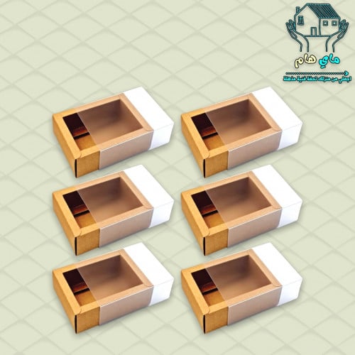 توزيعات علب كرتونية، بغطاء شفاف سحب، لون كرافت، 6...