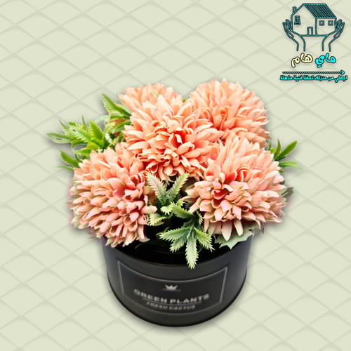 ورد القرنفل الصناعي بحوض حديد أنيق، 9*13 سم