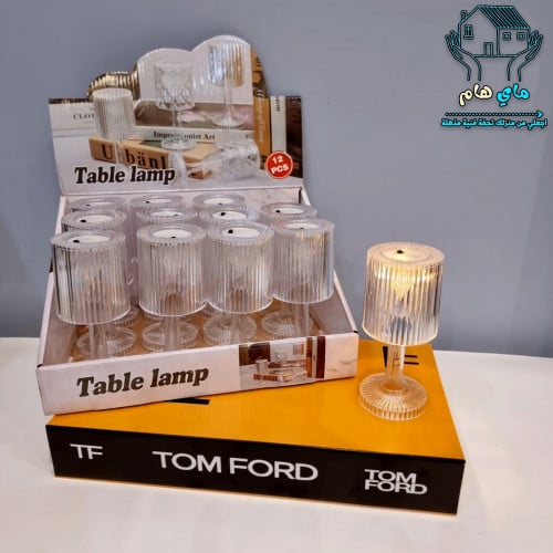 درزن ابجورة ميني كريستال شفاف بإضاءة صفراء تعمل با...