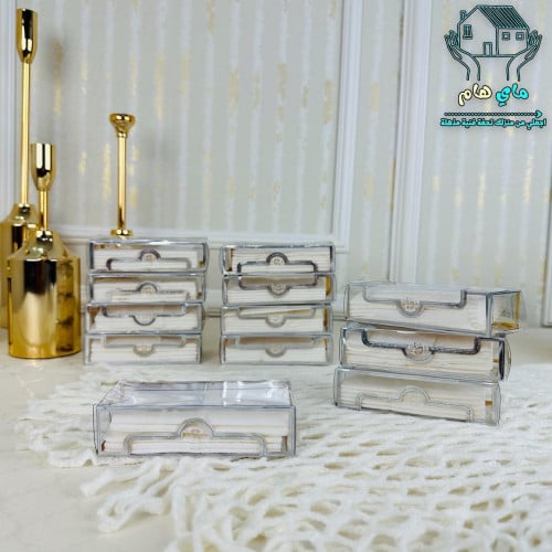 منديل ميني 12 قطعة شفاف بخطوط فضية لامعة