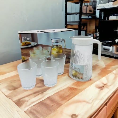 جك زجاجي مع 4 اكواب، ديزاين عصري وعملي