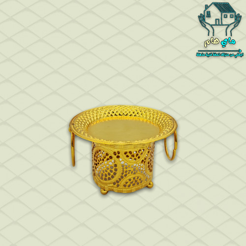 طبق حديد ذهبي صغير بقاعدة، عصري وأنيق، بقطر 10 سم...