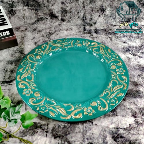 صحن تقديم فايبر دائري، تيفاني بنقش ذهبي، عصري وأني...