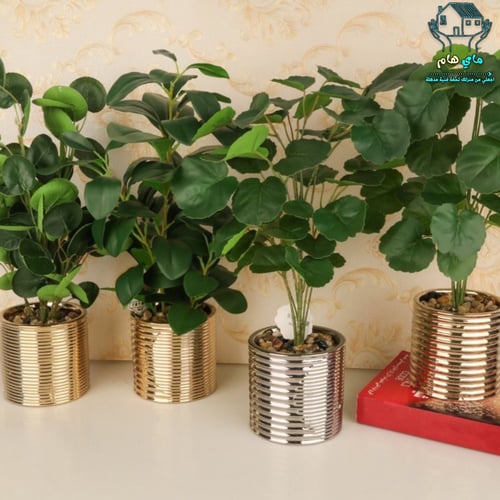 شجر صناعي بحوض سيراميك ذهبي أنيق مقاس كبير، 12*40...