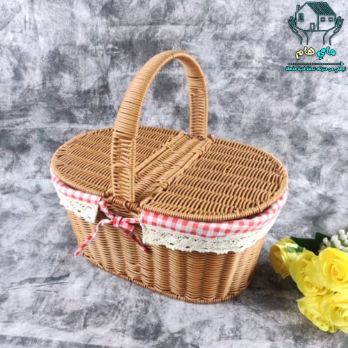 سلة رحلات أنيقة ملبسة بقماش الكاروهات بيضاوي، 40*2...