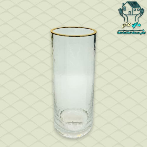 فازة ورود زجاج شفاف مموج مكحل بحواف ذهبية، 25*10 س...