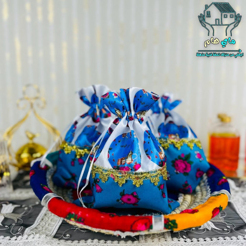 أكياس توزيعات قماش شالكي درزن 12 حبة مع حبل لاحكام...