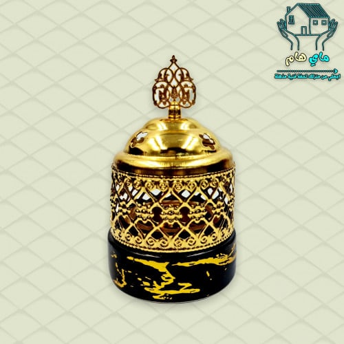 مبخرة أنيقة سيراميك بديزاين الرخام لون أسود، 13*8...