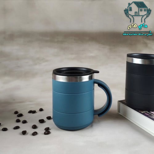 كوب كوفي حافظ للحرارة استيل، ازرق، 280 مل