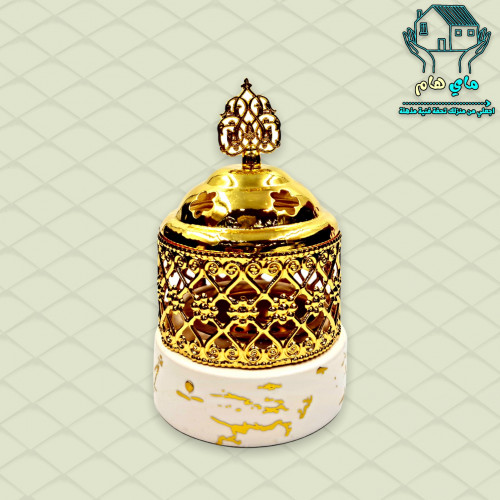 مبخرة أنيقة سيراميك بديزاين الرخام لون أبيض، 13*8...