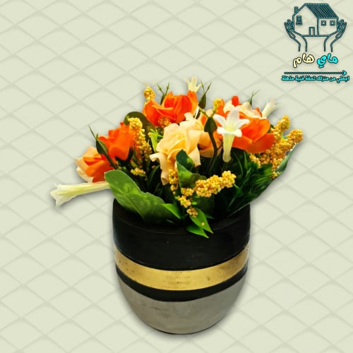 ورد صناعي بحوض حجري، 9*15 سم