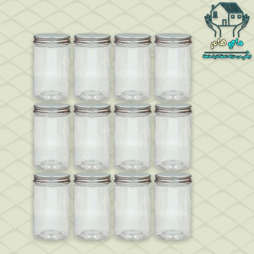 توزيعات بلاستيك شفاف، غطاء فضي، درزن 12 قطعة، 10*5...