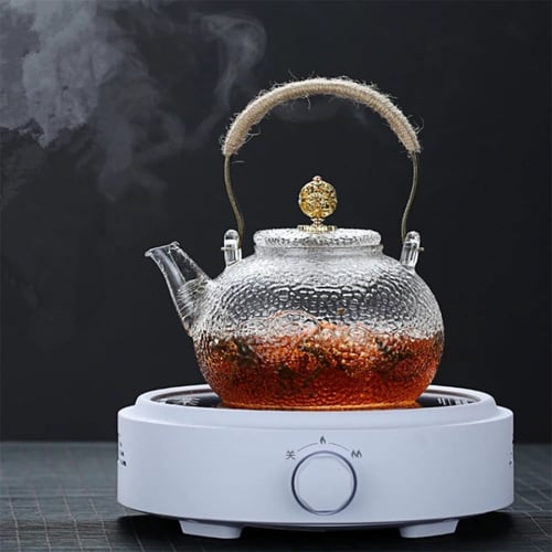 ابريق من زجاج البوروسيليكات الشفاف مموج ضد الحرارة...