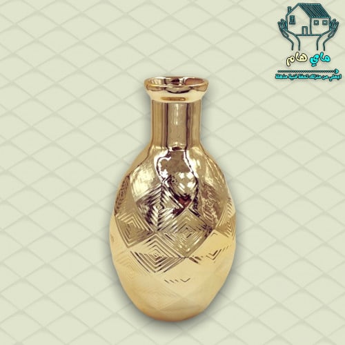 فازة ورود سيراميك ذهبي، 22 سم