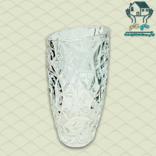 فازة ورود زجاج شفاف مشطوف، 9*18 سم