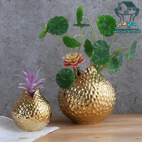 فازة ورود سيراميك ذهبية، عصرية وأنيقة بارتفاع 10 س...