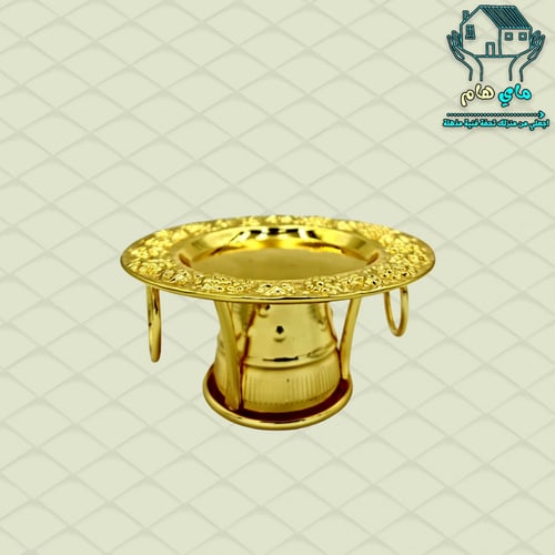طبق حديد ذهبي صغير بقاعدة، عصري وأنيق، بقطر 13 سم...