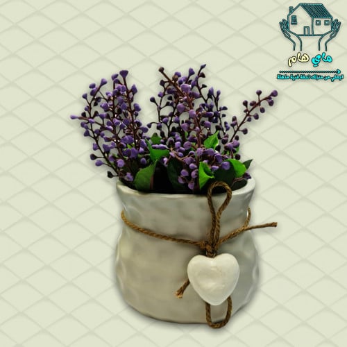 ورد صناعي بحوض سيراميك، 6*10*16 سم