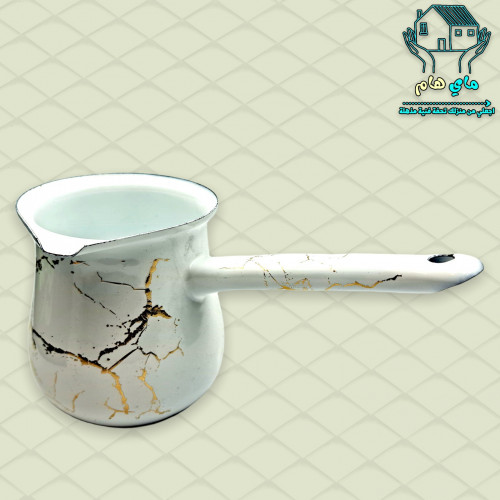 ركوة حديد بالنقشة الرخامية لون ابيض - 350 مل