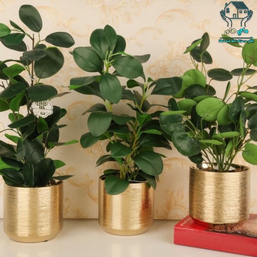 شجر صناعي بحوض سيراميك ذهبي أنيق مقاس كبير، 12*40...