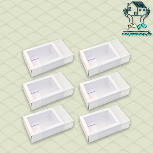 توزيعات علب كرتونية، بغطاء شفاف سحب، لون ابيض، 6 ق...