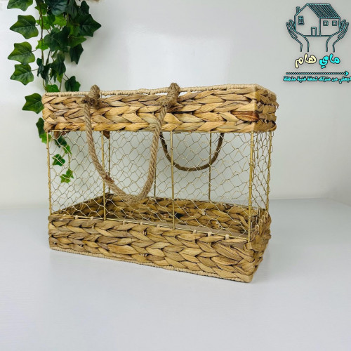 سلة ترامس ورحلات حديد ذهبي متميزة ملبسة بخوص، عصري...