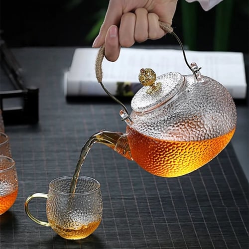 ابريق من زجاج البوروسيليكات الشفاف مموج ضد الحرارة...