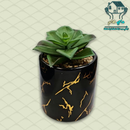 نبات الصبار الصناعي بحوض رخامي سيراميك، 8.5*13 سم