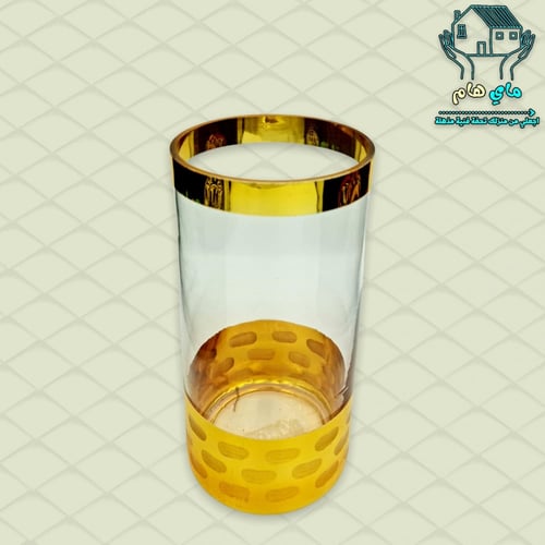 فازة ورود زجاج شفاف مذهب، 22*8 سم