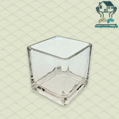 فازة مربع زجاج شفاف، 8*8 سم
