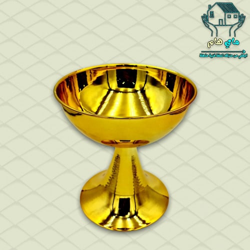 طبق حديد ذهبي بقاعدة، جودة عالية، عصري وأنيق، بقطر...