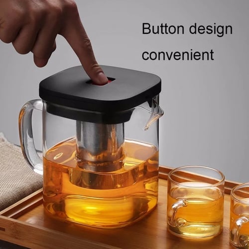 ابريق من زجاج البوروسيليكات الشفاف ضد الحرارة والن...