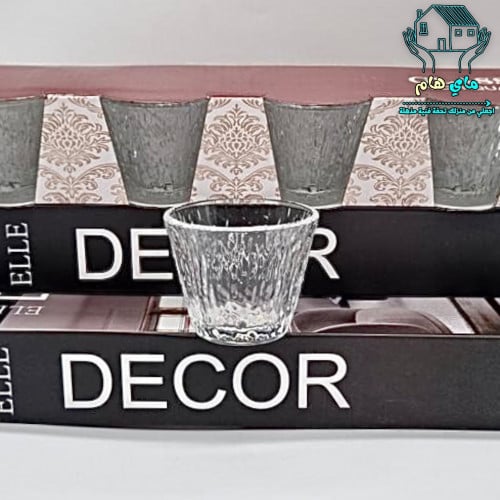 طقم فناجيل قهوة 6 قطع بالديزاين الزجاجي المموج، أن...