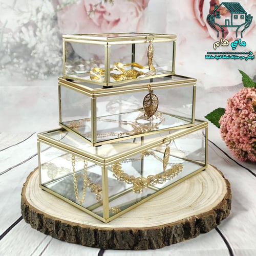 صندوق تخزين زجاج وسط، متعدد الاستخدام للمجوهرات وا...