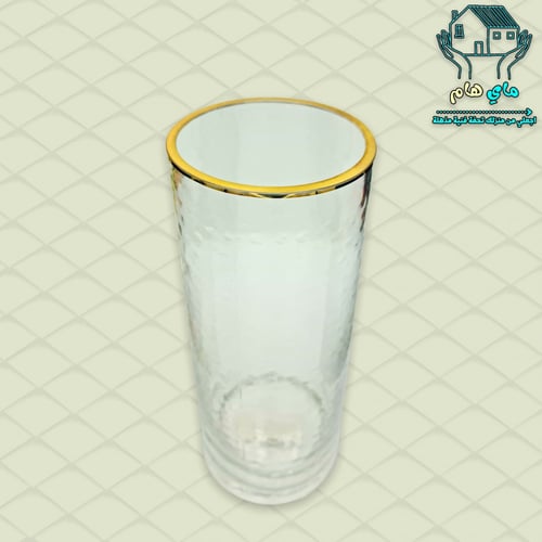 فازة ورود زجاج شفاف مموج مكحل بحواف ذهبية، 25*10 س...