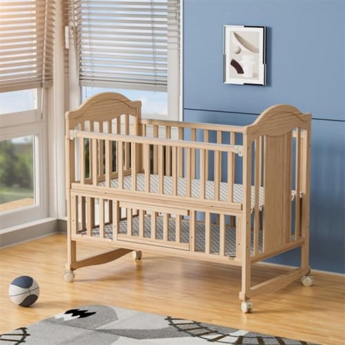 سرير اطفال خشبي قابل للتمديد مع مخزن سفلي