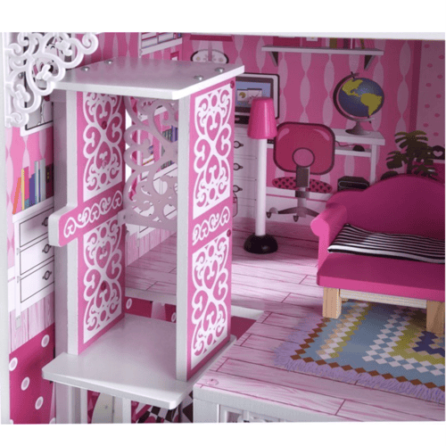 بيت دمية خشبي مع اضاءة