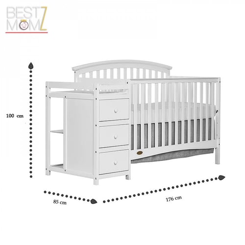 سرير أطفال خشبي 5 في 1 بتصميم أنيق وقابل للتحويل